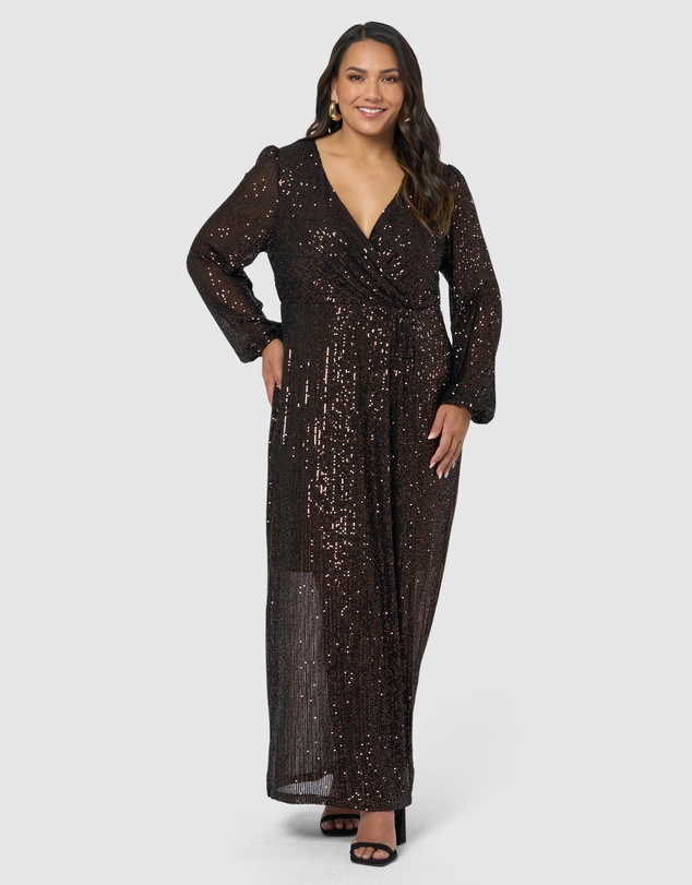Pink Dusk by Curve Project - All I Want Sequin Maxi Dress