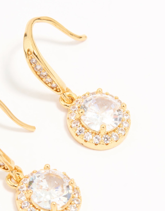 Lovisa - Gold Plated Cubic Zirconia Round Halo Drop Earrings