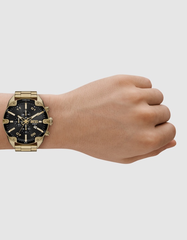 Diesel - Spiked Gold Tone Chronograph Watch