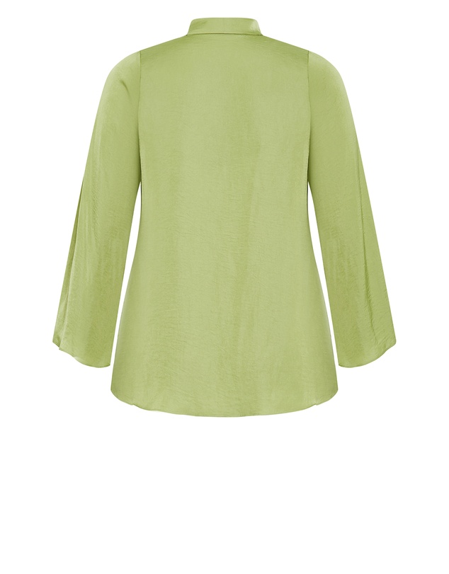 City Chic - Plus size Mahalia Neck Tie Top - matcha