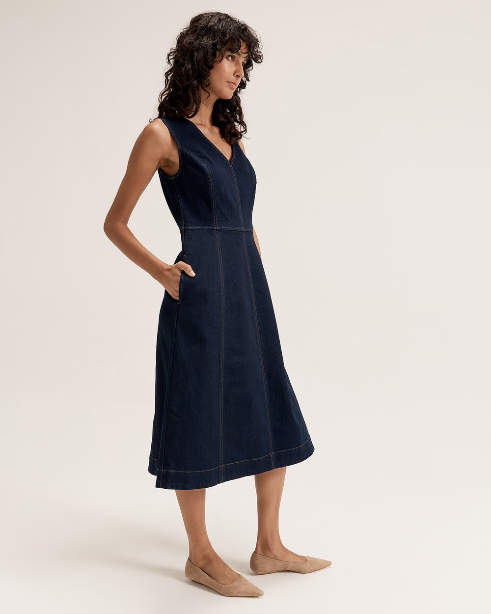 piper denim dress The Delgroso Puff Sleeve Denim Dress in Light Wash Large