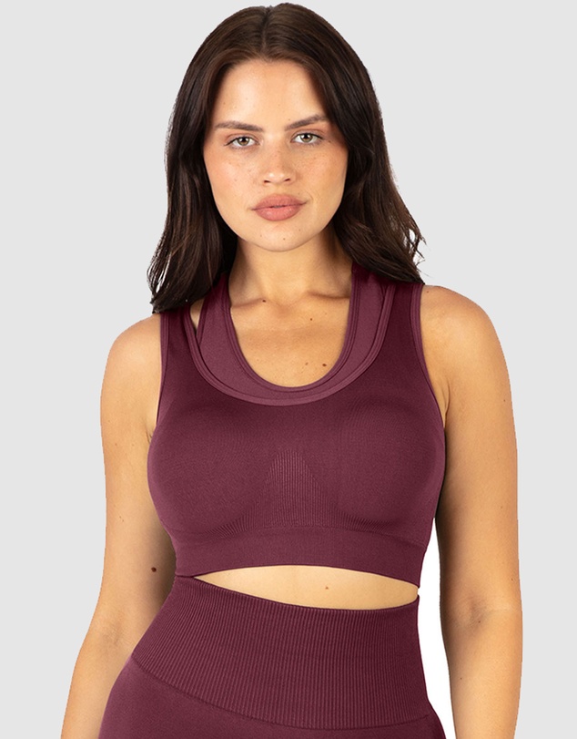 B Free Intimate Apparel - Double Racer Padded Sports Bra & High Waist Full Length Leggings Set