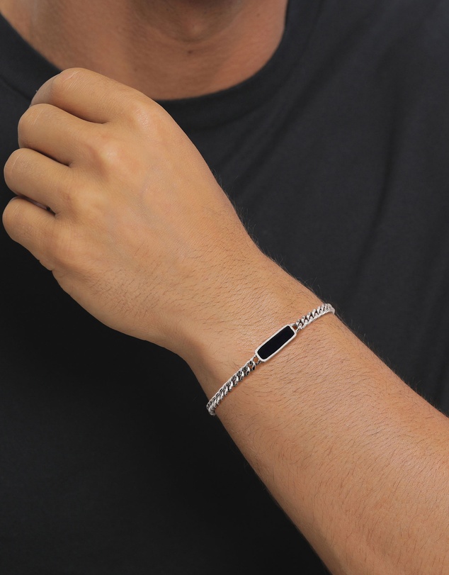 Kuzzoi - ICONIC EXCLUSIVE - Curb Chain Bracelet with Enamel Detail in 925 Sterling Silver