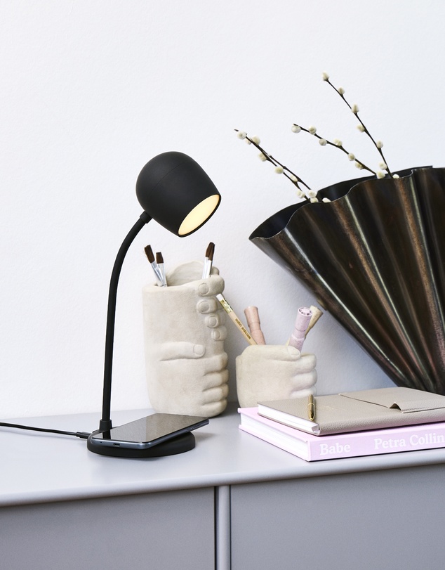 Kreafunk - Kreafunk Ellie Lamp W/ Qi Charger And Bluetooth Speaker - Black