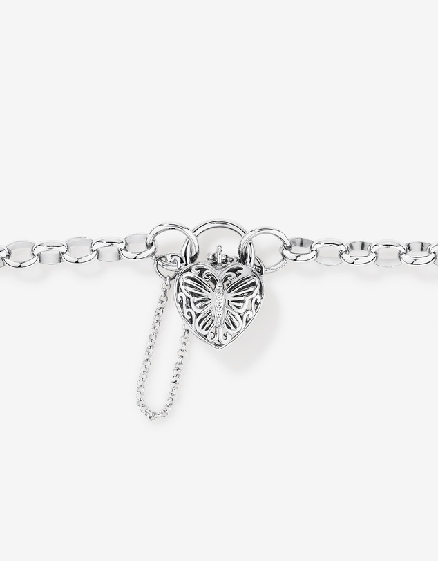 Michael Hill - Cubic Zirconia Butterfly Padlock Belcher Bracelet in Sterling Silver