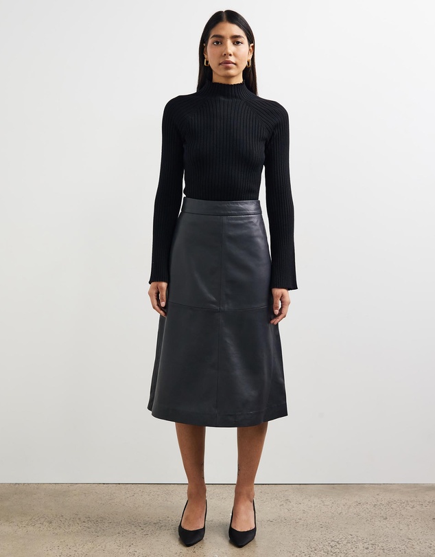 Sofia Irina - Leather Midi Skirt