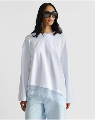 Decjuba - Sofia Lace Trim Long Sleeve Top