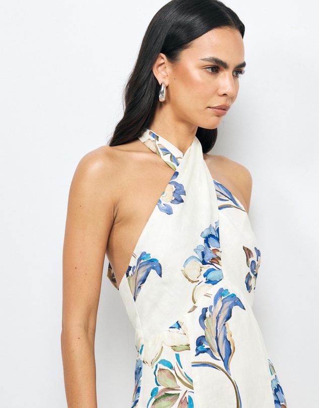 AERE - Mara Linen Halter Maxi Dress