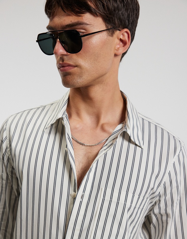 Calibre - Relaxed Cotton Striped Shirt Black Stripe