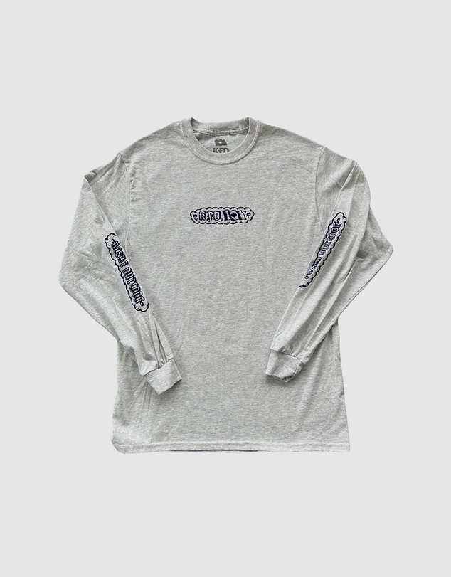 KFD - Kfd Men Bleak Outlook Long Sleeve Cotton Tshirt Relaxed Fit Blue