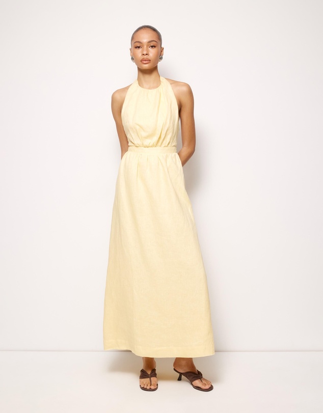 AERE - Tali Linen Cross Back Midi Dress