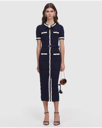 Self Portrait - Pointelle Knit Midi Dress