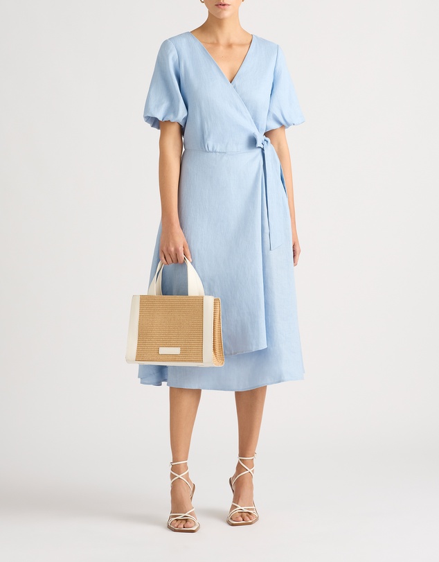 Clea Linen Wrap Dress by David Lawrence Online | THE ICONIC | New Zealand