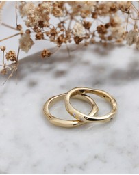 Elli Jewelry - Ring Band Set of 2 Basic Zirconia Crystals in 925 Sterling Silver Gold Plated