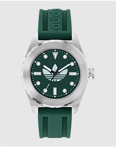 adidas Originals - Discoverer One Steel 44mm Green Silicone Watch