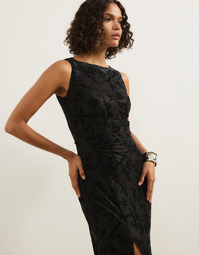 Atmos&Here - Celina Burnout Mesh Midi Dress