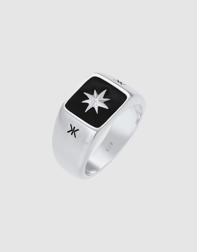 Kuzzoi - ICONIC EXCLUSIVE - Enamel Signet Ring in 925 Sterling Silver