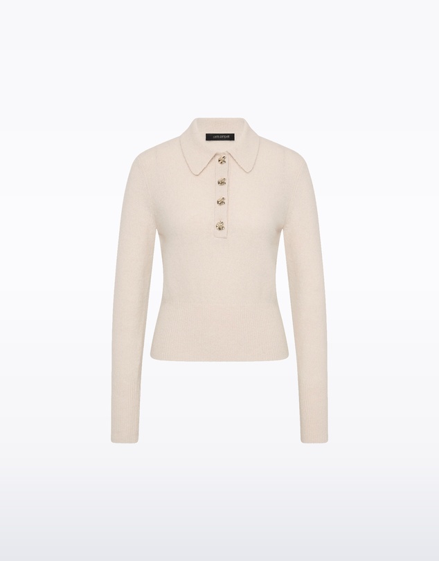 Carla Zampatti - Buttermilk Brushed Wool Knit Polo