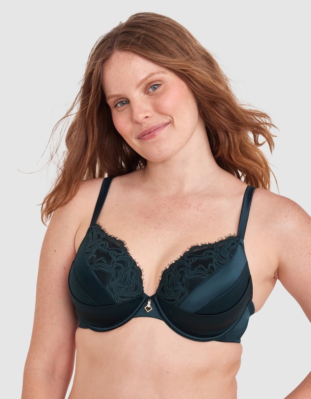 Bras N Things - Rosaria Lightly Lined Bra-Dark Green