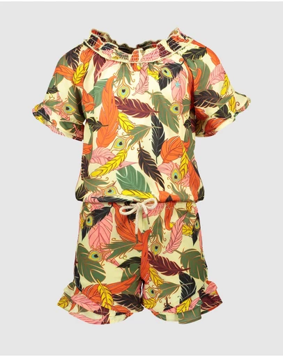 Like FLO - Feather Print Playsuit - Kids-Teens