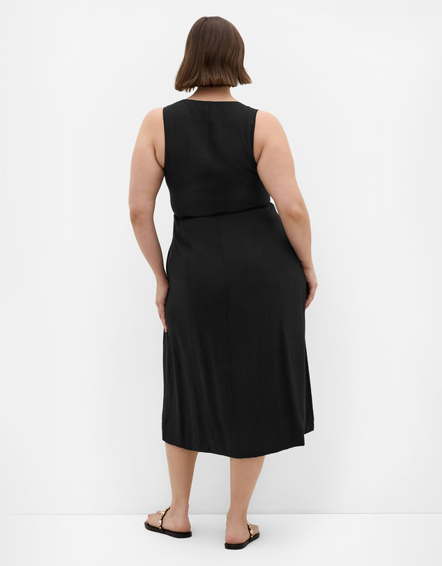 City Chic - Plus size Evani Tie Waist Midi Dress - black
