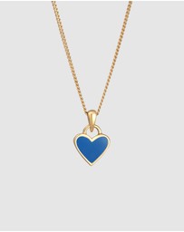 Elli Jewelry - Necklace Heart Pendant Cute with Enamel Blue in 925 Sterling Silver Gold Plated