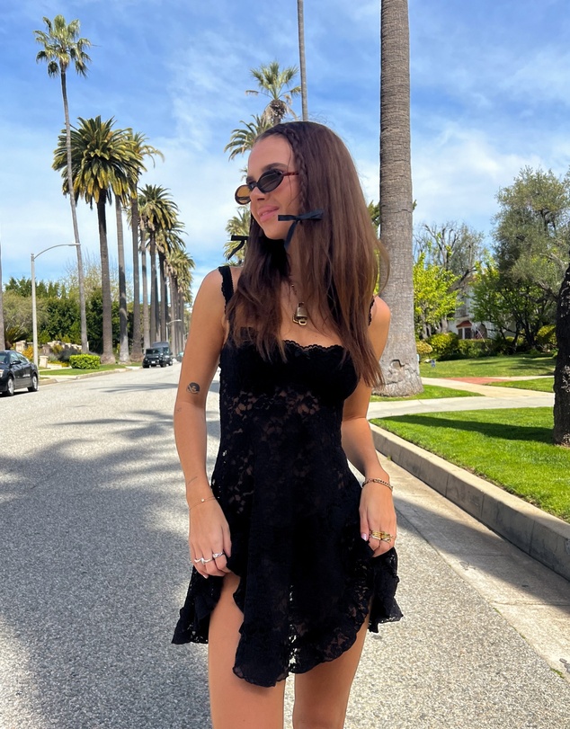 Beginning Boutique - All Mine Black Lace Mini Dress