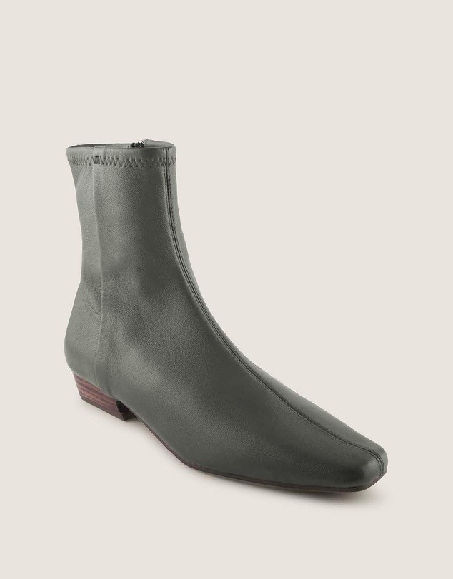 Shelly Shen - Carmen Heel Ankle Boots Dark Olive Leather