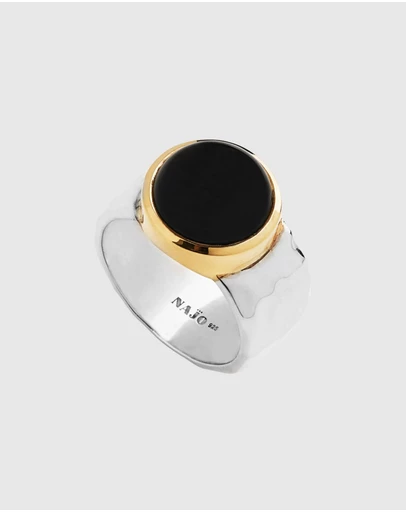 Najo - Chroma Two Tone Gold Black Onyx Ring
