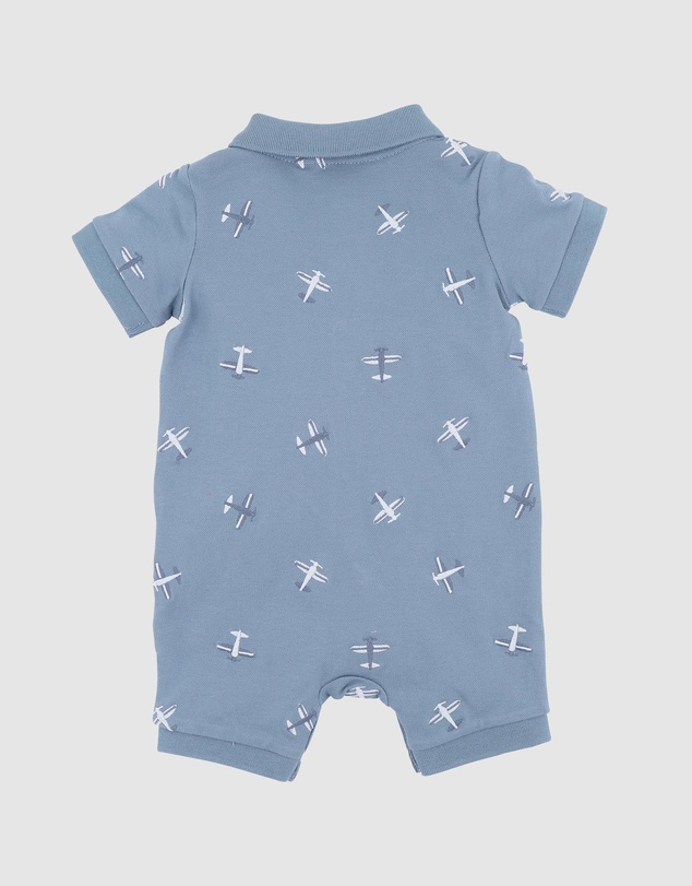 Bebe by Minihaha - Harlan Embroidered Short Sleeve Polo Romper - Babies