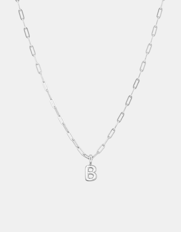 Luna Rae - Sterling Silver - Paperclip Bubble Letter B Necklace