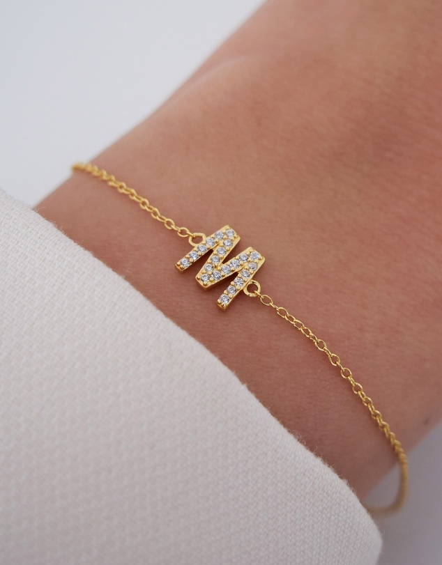 The Silver Collective - A-Z Letter Bracelet Gold - M
