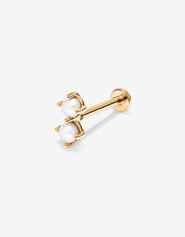 Michael Hill - Cultured Freshwater Pearl Two-Stone Helix Earring in 10kt Yellow Gold