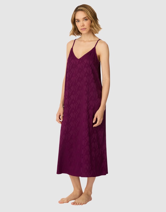 DKNY - Logo Satin Low Back Midi Chemise Nightgown