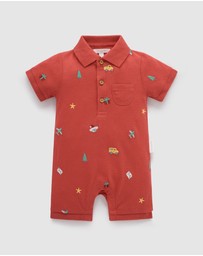 Purebaby - Christmas Polo Growsuit -Kids-Babies