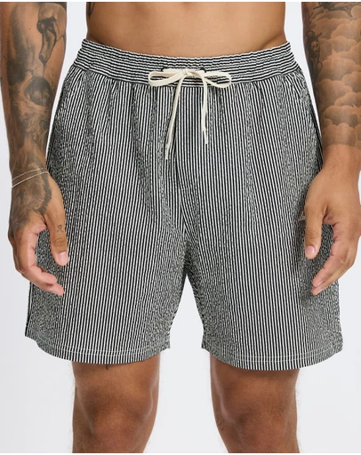 Les Deux - Stan Stripe Seersucker Swim Shorts