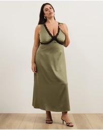 Atmos&Here Curvy - Jasmine Lace Trim Satin Midi Dress