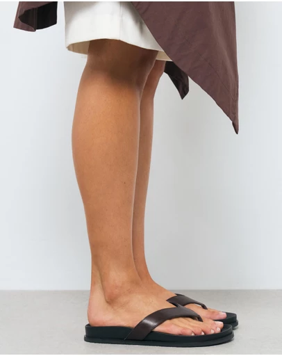 AERE - Leather Footbed Thongs - Women's