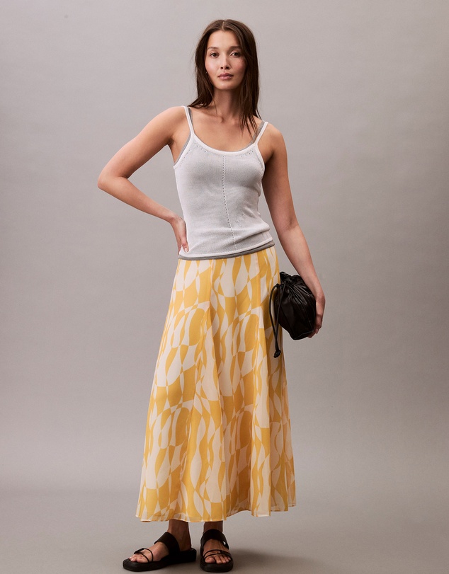 Calvin Klein - Printed Chiffon Midi Skirt