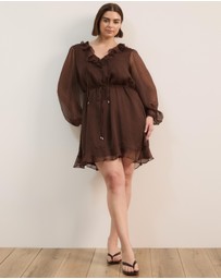 Atmos&Here Curvy - Stella Long Sleeve Mini Dress With Frill Detail