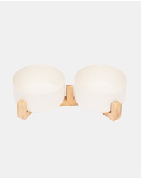 Mog & Bone - Double Bamboo Dog Bowl Natural