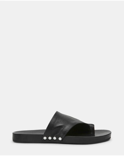 Steve Madden - Kessey Black Leather Sandals