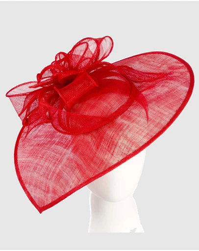 Max Alexander - Large Red Sinamay Fascinator Hat