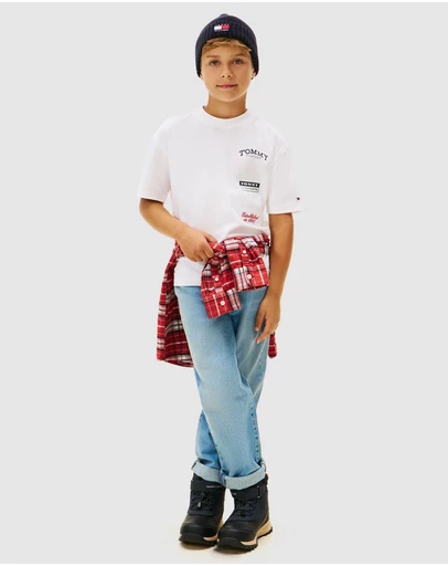 Tommy Hilfiger - Back Multi Logo Print Jersey T-Shirt - Teens
