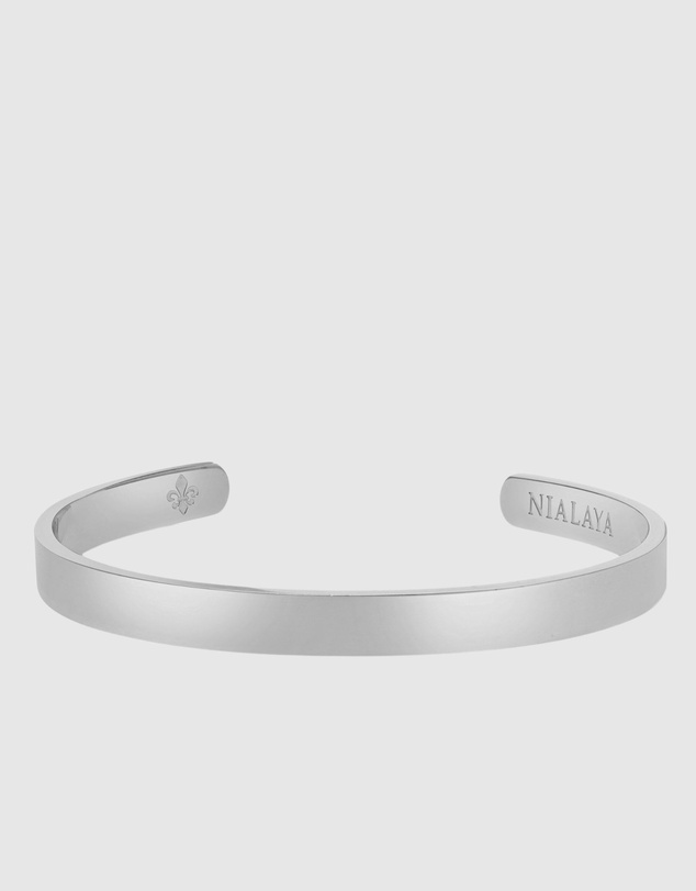 Nialaya Jewellery - Men's Silver Open Cuff Bangle