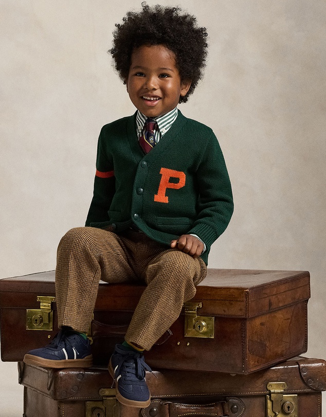 Polo Ralph Lauren - Cotton V-Neck Letter Cardigan - ICONIC EXCLUSIVE - Kids
