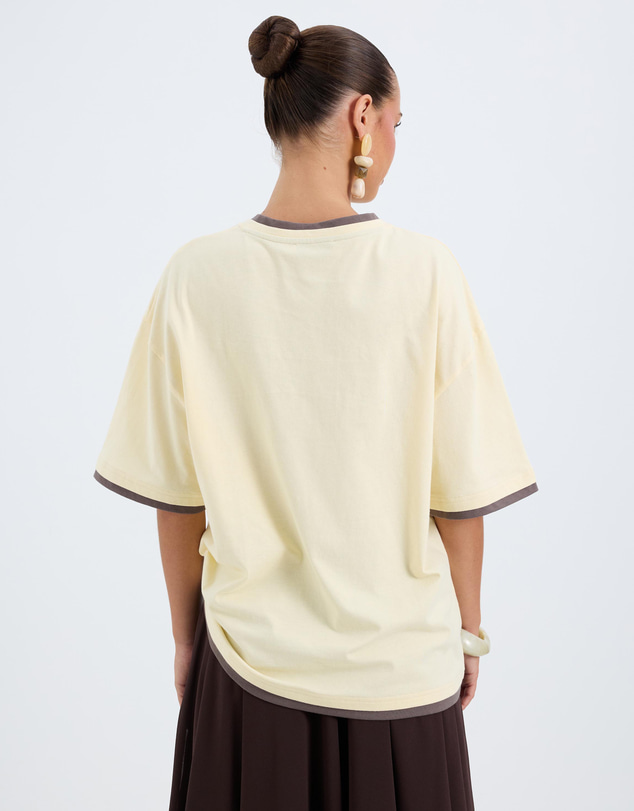 Calli - Kate Contrast V Neck Oversized Tee