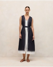 Trenery - Linen Blend Border Print Dress in Night Sky