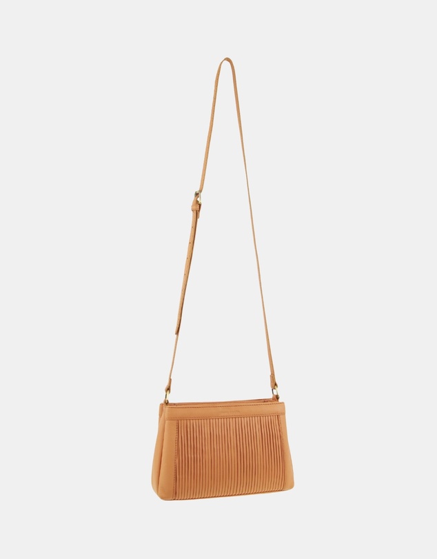 Pierre Cardin - Pierre Cardin Leather Pleated Design Crossbody Bag