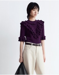 & Other Stories - Pointelle-Knit Ruffle Top